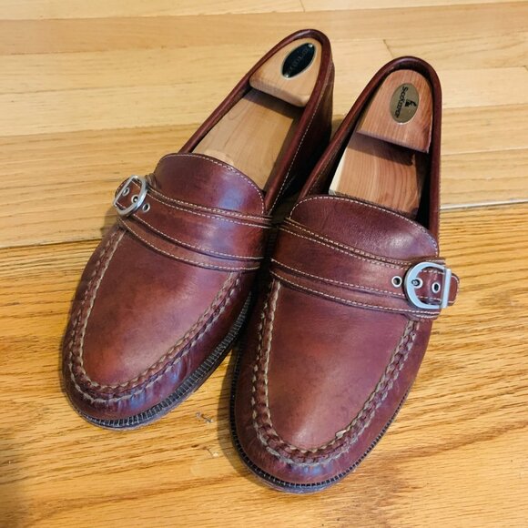 Cole Haan Mens Burgundy Cognac Leather Loafers Size US 10.5 M - Picture 1 of 14